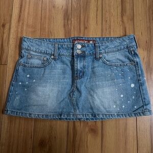 Vintage Hint Jeans Rhinestone Denim Low-Rise Mini Skirt
